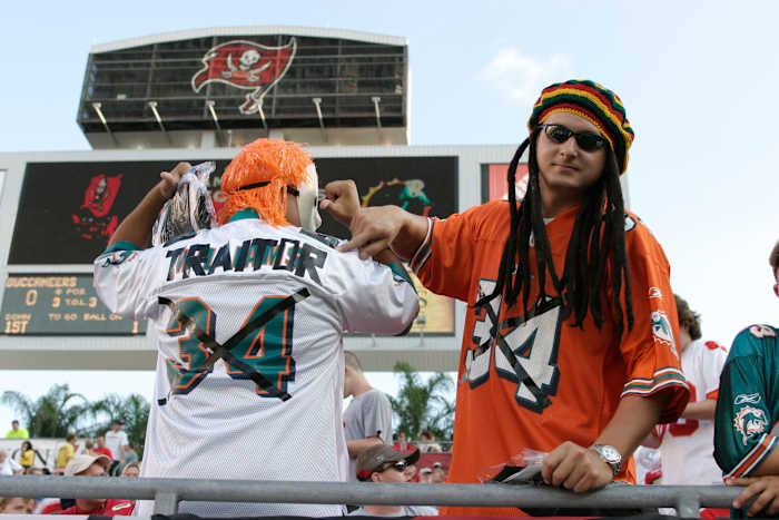 Miami Dolphins fans protest Ricky Williams during a game.